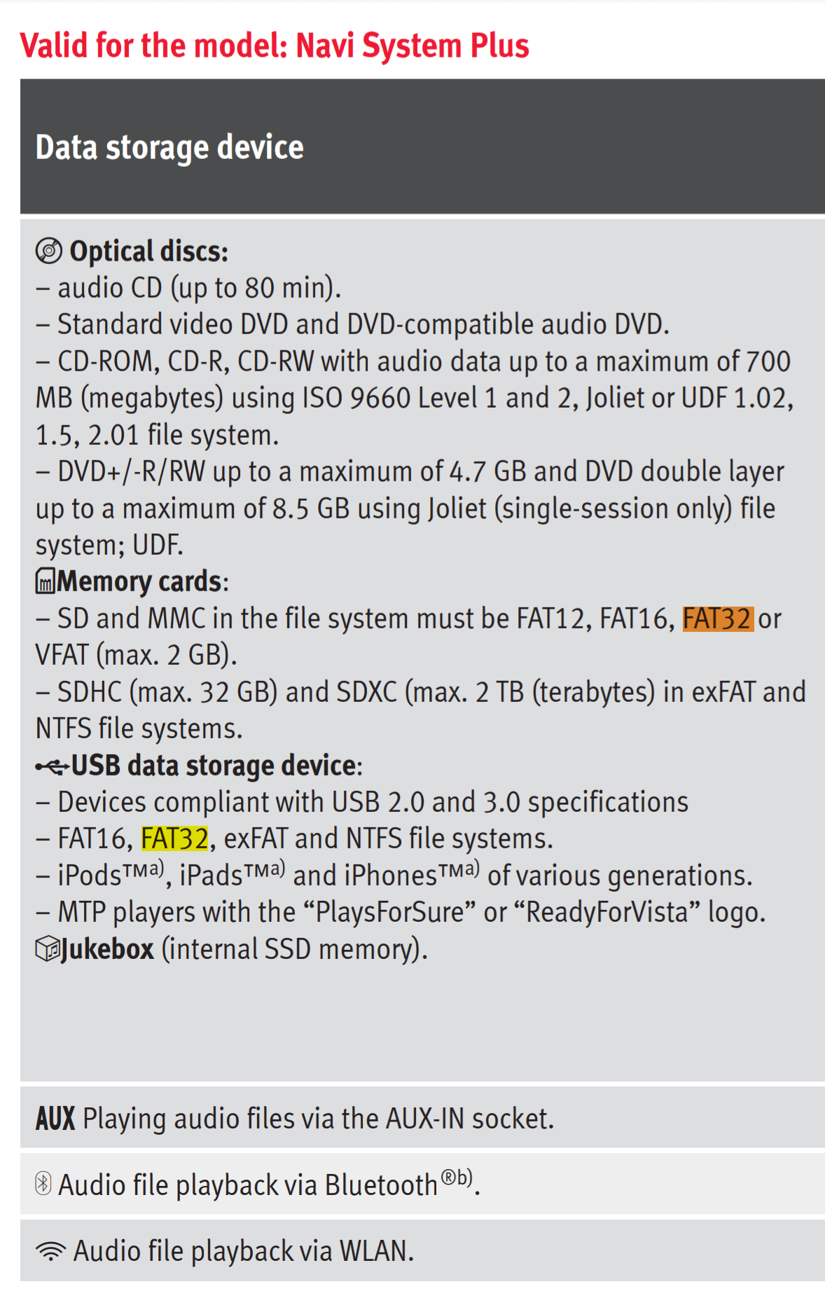 USB KEY VW 32GB file system FAT32, NTFS ideal for offer