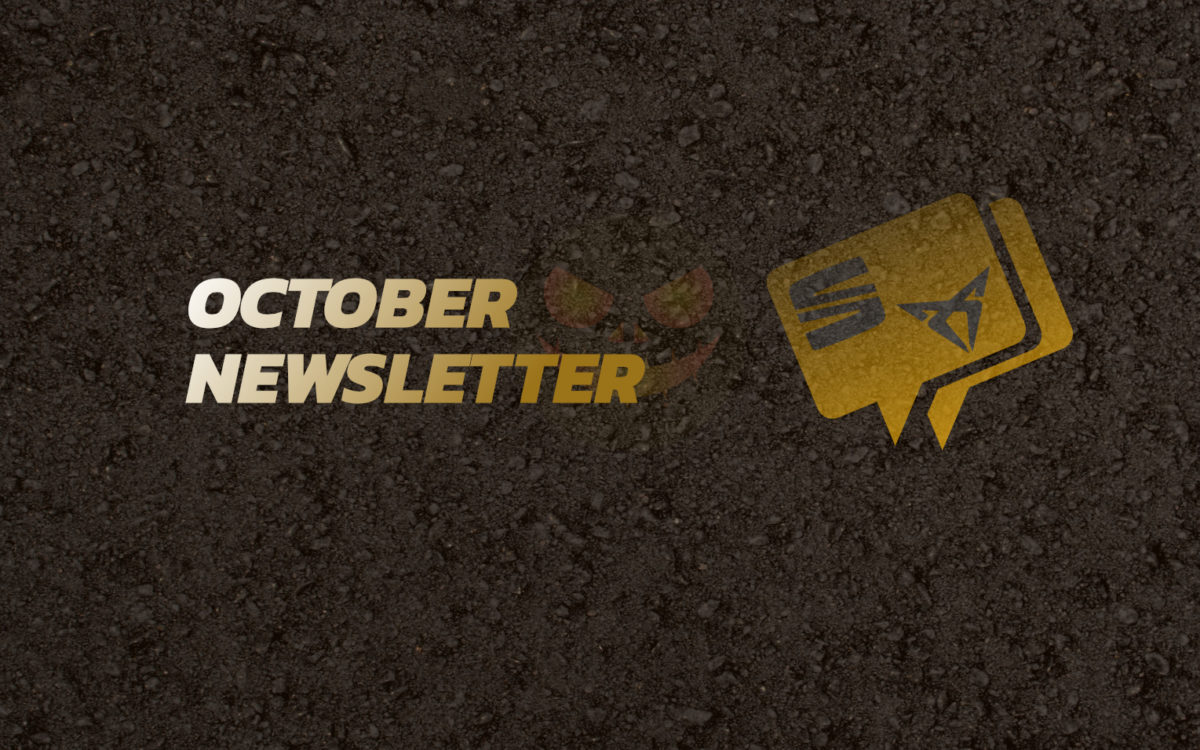 October newsletter title with a tarmac background