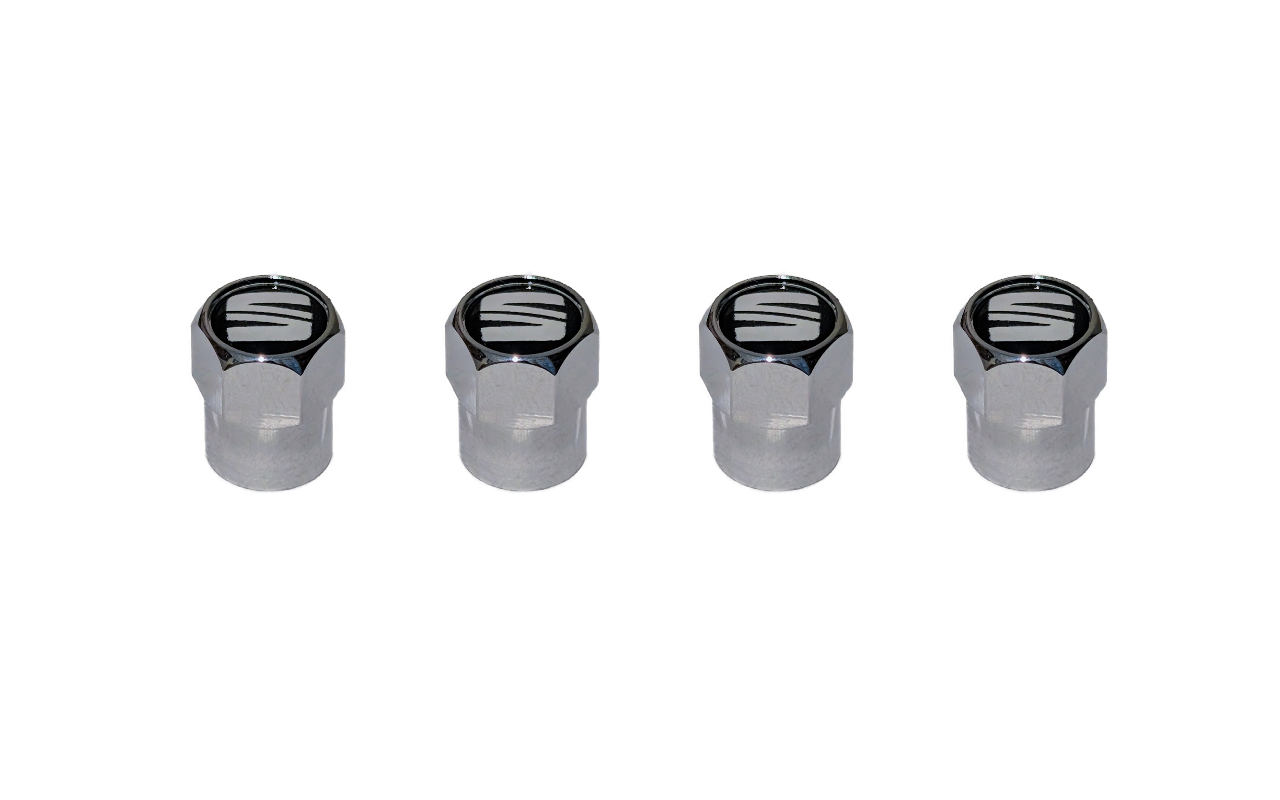 SEAT Logo Silver Valve Caps - Set of 4